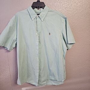 Polo Ralph Lauren Pony Button Down Shirt Green Short Sleeve Men XXL Preppy BB647